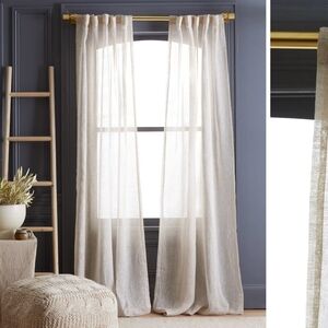 Quince 3 Panel European Linen Curtain Panels In Flax NEW 48 X 96 NEW